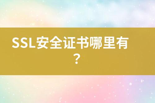 SSL安全證書哪里有？