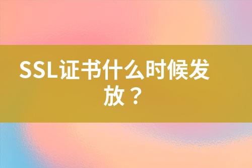 SSL證書什么時(shí)候發(fā)放？