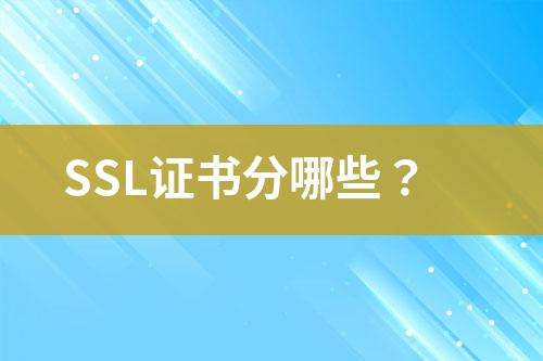 SSL證書分哪些？