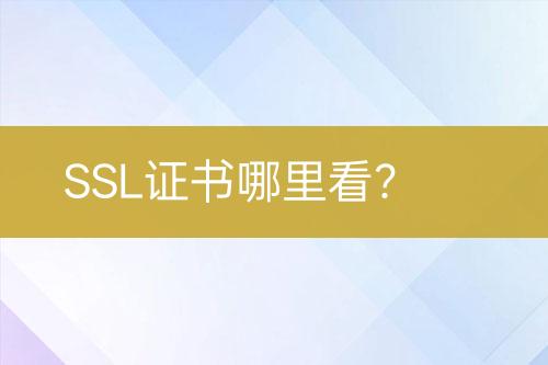 SSL證書哪里看？