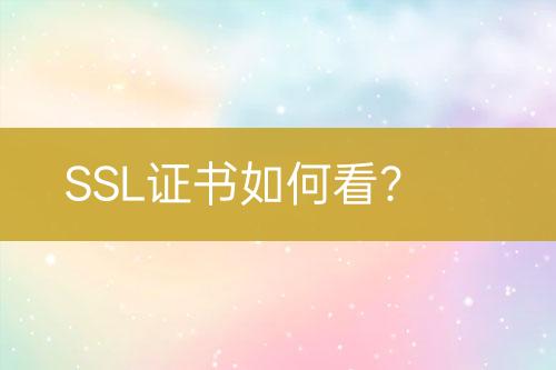 SSL證書如何看？