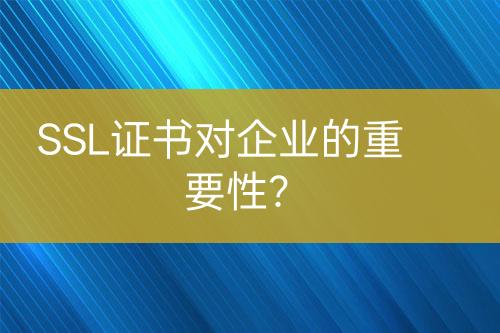 SSL證書(shū)對(duì)企業(yè)的重要性？