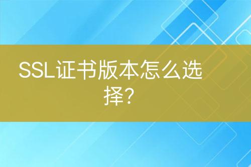 SSL證書版本怎么選擇？