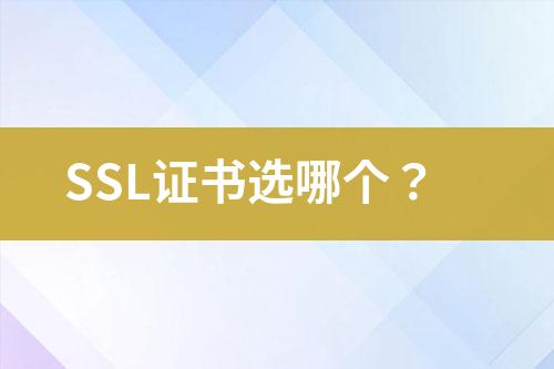 SSL證書選哪個(gè)？