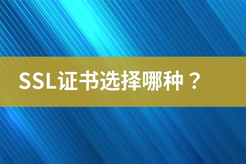 SSL證書選擇哪種？