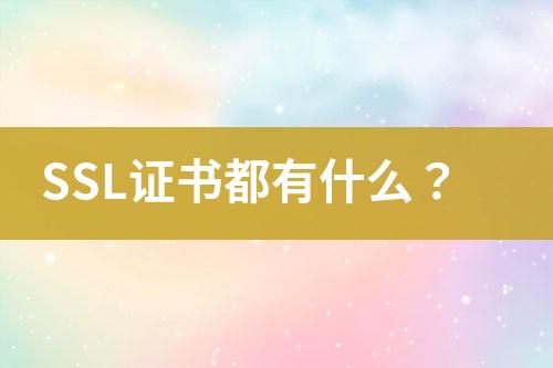 SSL證書(shū)都有什么？