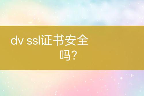dv ssl證書安全嗎？