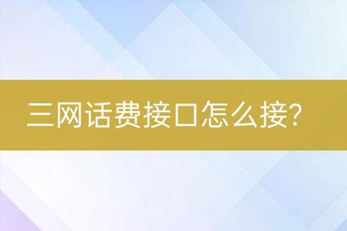 三網(wǎng)話費接口怎么接？