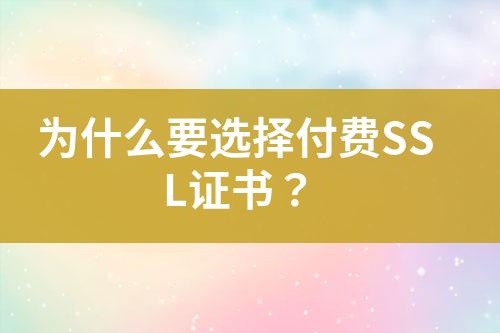 為什么要選擇付費SSL證書？