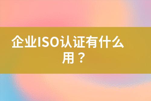 企業(yè)ISO認(rèn)證有什么用？