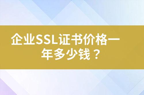 企業(yè)SSL證書價格一年多少錢？