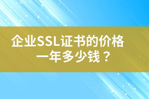 企業(yè)SSL證書的價格一年多少錢？