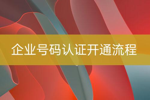 企業(yè)號碼認(rèn)證開通流程