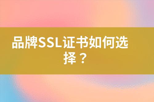 品牌SSL證書如何選擇？