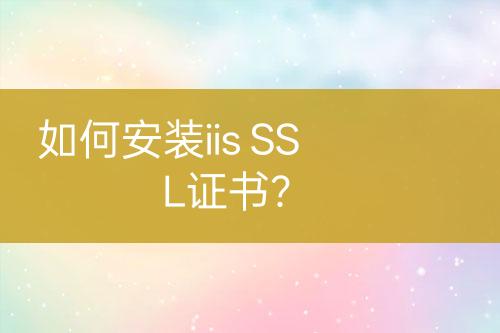 如何安裝iis SSL證書？