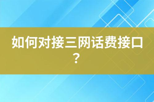 如何對接三網話費接口？