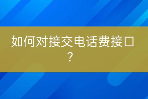 如何對(duì)接交電話費(fèi)接口？