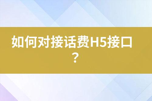 如何對接話費H5接口？