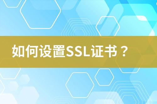 如何設(shè)置SSL證書？