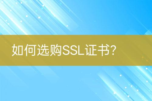 如何選購SSL證書？