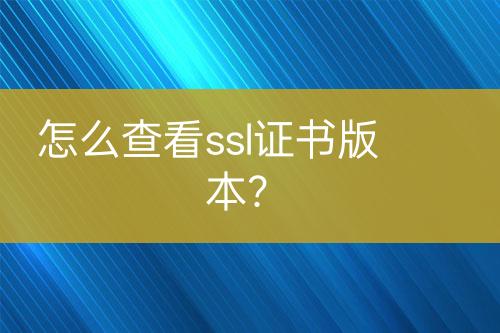 怎么查看ssl證書版本？