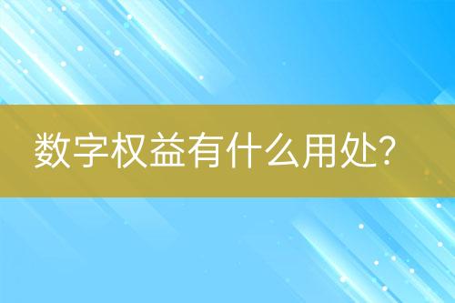 數(shù)字權(quán)益有什么用處？
