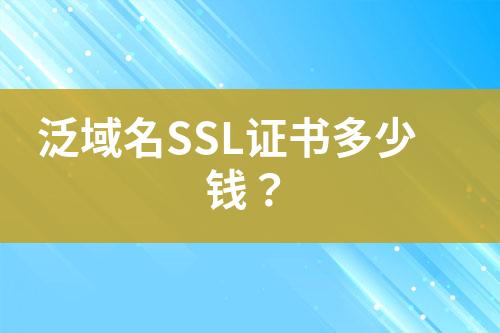 泛域名SSL證書多少錢？